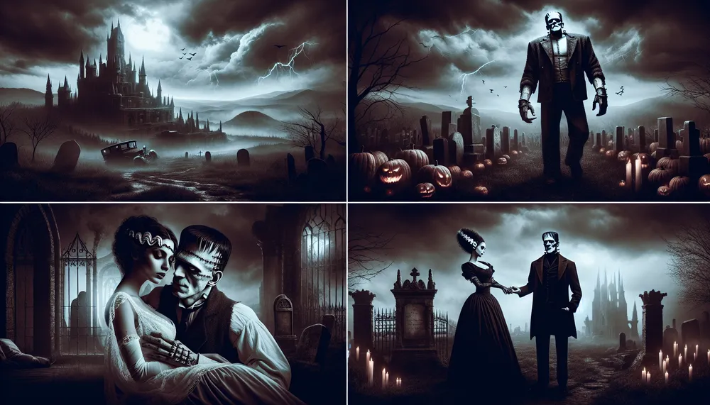 dark romance trends illustration with Frankenstein theme